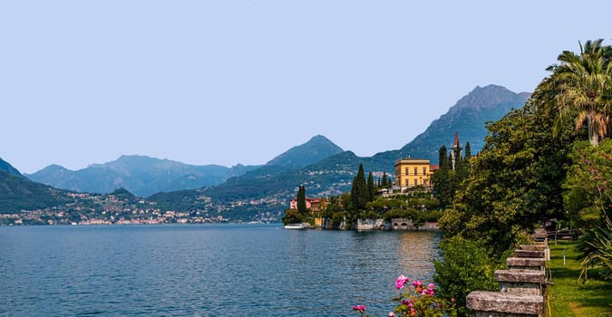 VARENNA, ITALY, JUNE 05, 2019 : exteriors and gardens of villa Monastero, on lake Como, june 05, 2019, in Varenna, italy