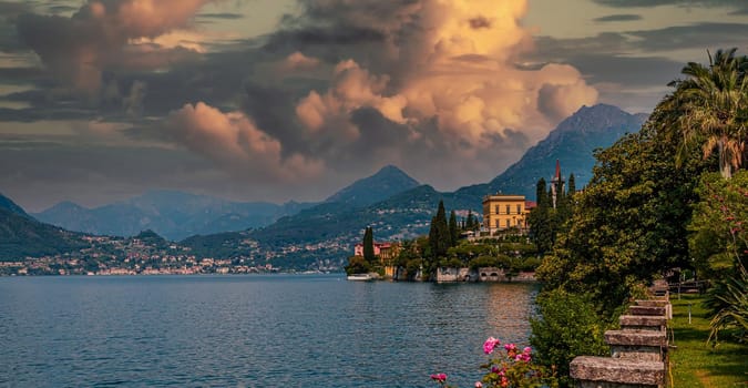 VARENNA, ITALY, JUNE 05, 2019 : exteriors and gardens of villa Monastero, on lake Como, june 05, 2019, in Varenna, italy