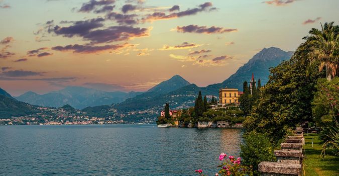 VARENNA, ITALY, JUNE 05, 2019 : exteriors and gardens of villa Monastero, on lake Como, june 05, 2019, in Varenna, italy