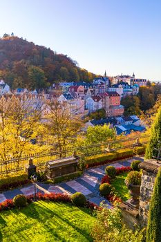 Autumn view of old town of Karlovy Vary (Carlsbad), Czech Republic, Europe