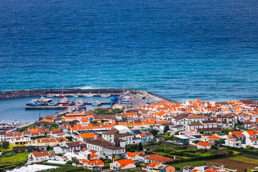 Island of Vila Franca do Campo from the chapel of Nossa Senhora da Page. San Miguel Island, Portugal. Travel to the Azores. Island of Vila Franca do Campo near San Miguel island, Azores, Portugal.