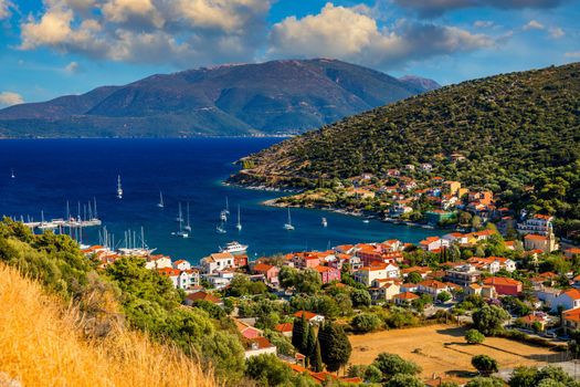 Agia Effimia village on Cephalonia or Kefalonia island, Ionian Sea, Greece. Amazing cityscape Of Agia Effimia town, Kefalonia, Greece.