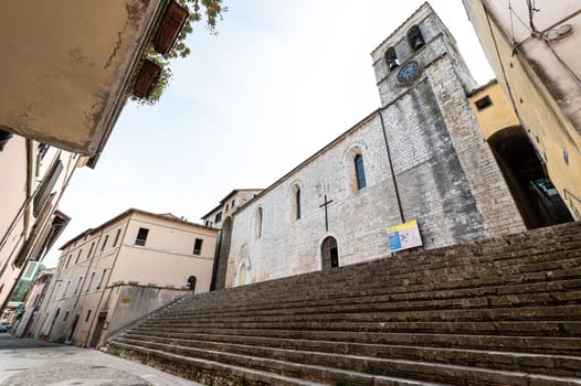 piediluco,italy june 23 2021:church of san francesco in pidiluco in the town center