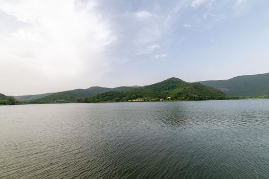 piediluco lake in the terni province on a sunny day