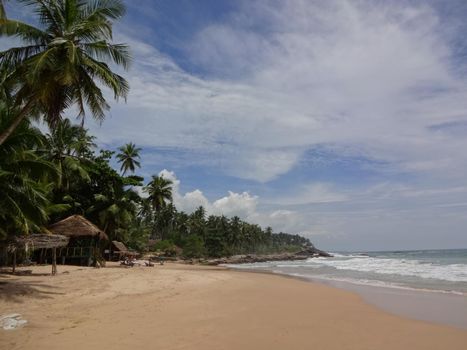 Golden beach near the city of Mirissa, Sri Lanka.