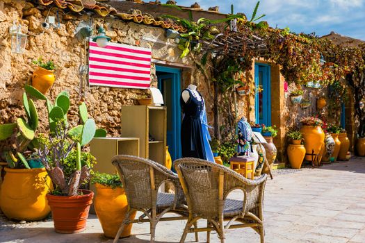 The picturesque village of Marzamemi, in the province of Syracuse, Sicily. Square of Marzamemi, a small fishing village, Siracusa province, Sicily, italy, Europe. 