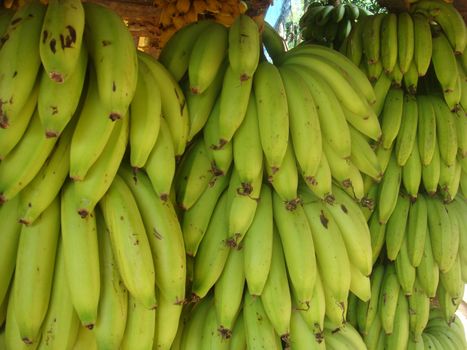 Bananas at a fruit and vegetable stall in Sri Lanka.