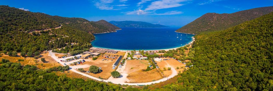 Beautiful crystal clear azure water at Antisamos beach on Kefalonia island, Greece. Beautiful sea bay with Antisamos beach on Kefalonia island, Ionian island, Cephalonia, Antisamos beach, Greece. 