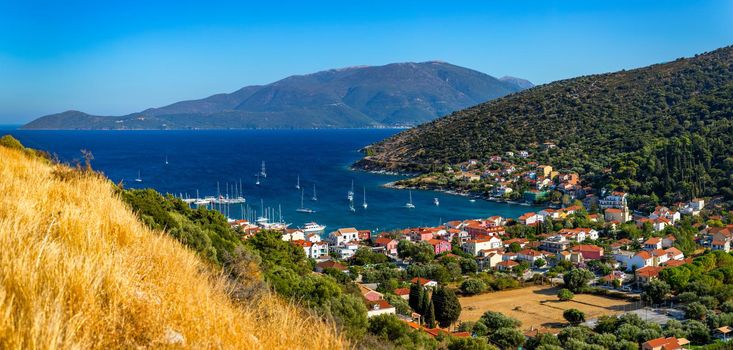 Agia Effimia village on Cephalonia or Kefalonia island, Ionian Sea, Greece. Amazing cityscape Of Agia Effimia town, Kefalonia, Greece.