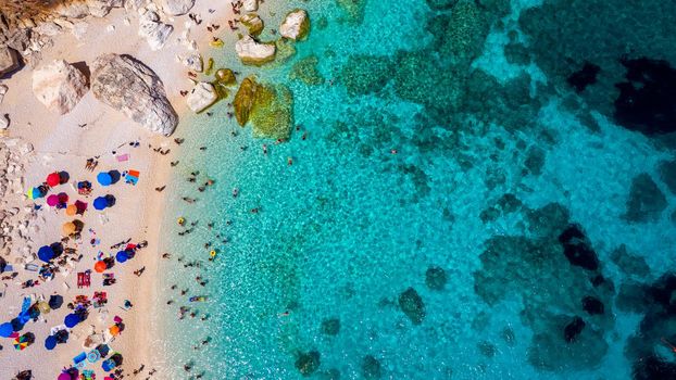 Cala Mariolu view from above. Cala Mariolu famous beach. Italy Sardinia Nuoro province National Park of the Bay of Orosei and Gennargentu Cala Mariolu listed as World Heritage. Sardinia, Italy.