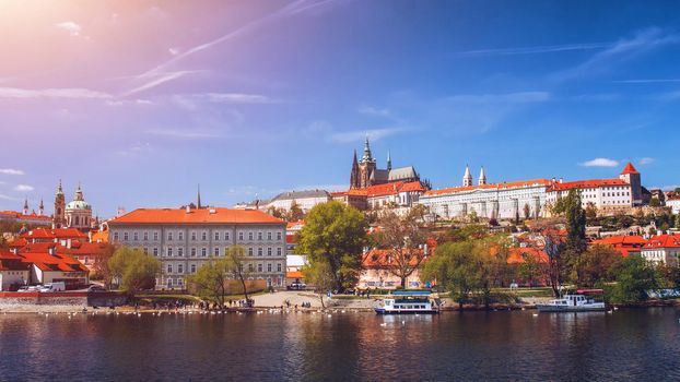 Prague Castle and Saint Vitus Cathedral, Czech Republic. Panoramic view