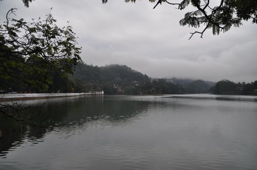 View on Kandy Lake in Sri Lanka.