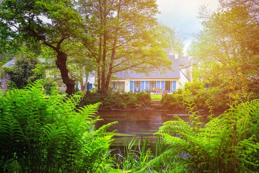 Idyllic scenery at Pont-Aven, a commune in the Finistere department of Brittany (Bretagne) in northwestern France