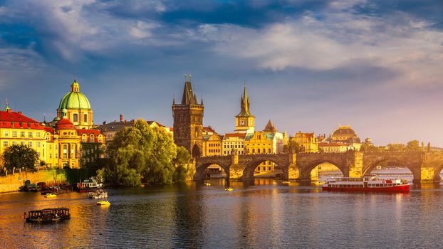 Charles Bridge, Old Town and Old Town Tower of Charles Bridge, Prague, Czech Republic. Prague old town and iconic Charles bridge, Czech Republic. Charles Bridge (Karluv Most) and Old Town Tower.