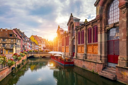 Colmar, Alsace, France. Petite Venice, water canal and traditional half timbered houses. Colmar is a charming town in Alsace, France. Beautiful view of colorful romantic city Colmar, France, Alsace.