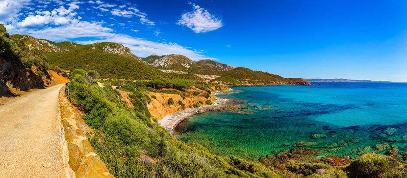 Spiaggia di Bega sa Canna (Porto Flavia) beach close to Porto Flavia, Sardinia, Italy. 