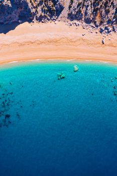 Famous Platia Ammos beach in Cephalonia (Kefalonia) island, Greece. Aerial view of Platia Ammos beach , one of famous beach in Kefalonia island in Greece. 