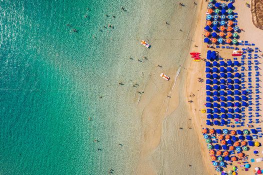 Stunning aerial view of Pelosa Beach (Spiaggia Della Pelosa). Stintino, Sardinia, Italy. La Pelosa beach, Sardinia, Italy. La Pelosa beach, probably the most beautiful beach in Sardinia, Italy