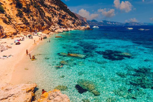 Cala Mariolu beach in Sardinia. Cala Mariolu famous beach. Italy Sardinia Nuoro province National Park of the Bay of Orosei and Gennargentu Cala Mariolu listed as World Heritage. Sardinia, Italy.
