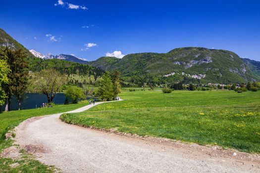 Colorful summer on the Stara Fuzina village in Triglav national park Slovenia, Julian Alps, Europe.