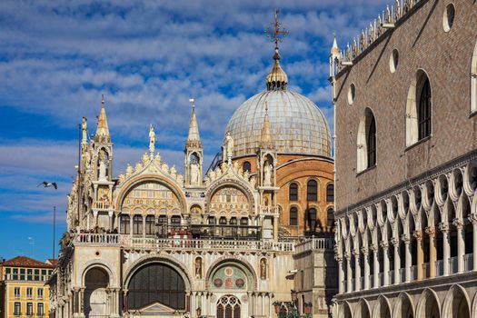 San Marco square with Campanile and Saint Mark's Basilica. The main square of the old town. Venice, Italy.