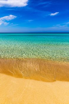 Beautiful turquoise beach Falasarna (Falassarna) in Crete, Greece. View of famous paradise sandy deep turquoise beach of Falasarna (Falassarna) in North West, Crete island, Greece.