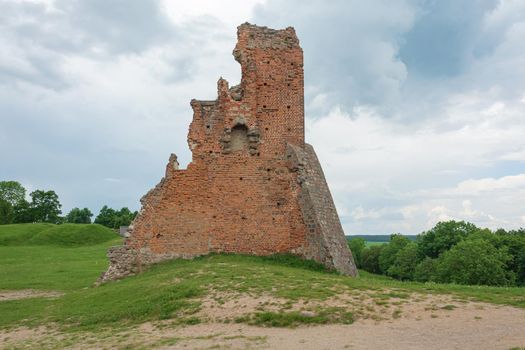 Remains of the ruins of an old fortress (Novogrudok, Belarus). Stock photography.