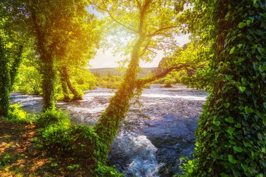 View of Krka National Park, Croatia, Europe. Splendid summer view of Krka waterfalls. Fantastic scene of Krka National Park, Croatia, Europe. 