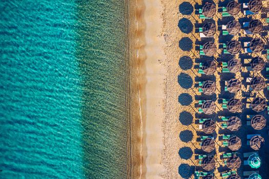 Aerial shot of Tuerredda beach on a beautiful day, Sardinia, Italy. Aerial drone view of Tuerredda in Sardegna. Famous Tuerredda beach on the south of Sardinia near Teulada. Sardinia, Italy.