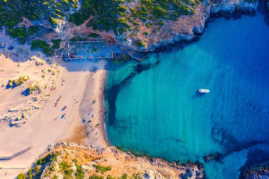 Cala Domestica beach, Sardinia, Italy. Sardinia is the second largest island in mediterranean sea. Sardinia, Cala Domestica beach, Italy. Beach Cala Domestica, Sardegna, Italy.