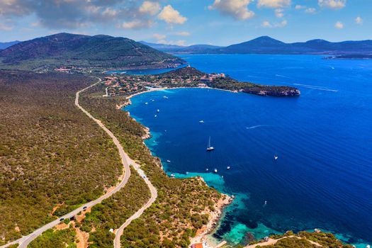 Capo Caccia coastline in Sardinia, Italy. Spectacular summer view of Caccia cape. Scene of Sardinia island, Italy, Europe. Fantastic seascape of Mediterranean sea. Beauty of nature concept background.