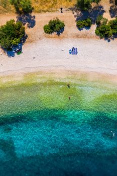 Beautiful crystal clear azure water at Antisamos beach on Kefalonia island, Greece. Beautiful sea bay with Antisamos beach on Kefalonia island, Ionian island, Cephalonia, Antisamos beach, Greece. 
