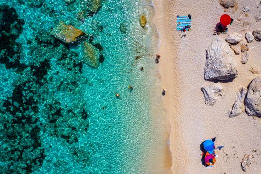 Cala Mariolu view from above. Cala Mariolu famous beach. Italy Sardinia Nuoro province National Park of the Bay of Orosei and Gennargentu Cala Mariolu listed as World Heritage. Sardinia, Italy.