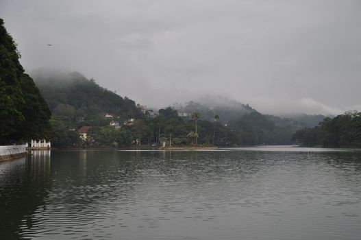 View on Kandy Lake in Sri Lanka.