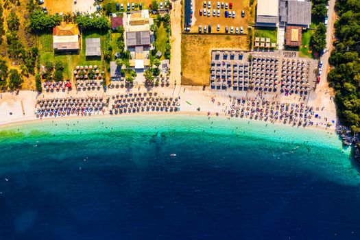 Beautiful crystal clear azure water at Antisamos beach on Kefalonia island, Greece. Beautiful sea bay with Antisamos beach on Kefalonia island, Ionian island, Cephalonia, Antisamos beach, Greece. 