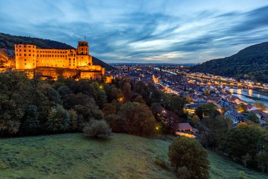 Heidelberg skyline aerial view from above. Heidelberg skyline aerial view of old town river and bridge, Germany. Aerial View of Heidelberg, Germany Old Town. Video of the aerial view of Heidelberg.