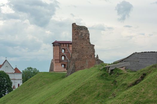 Remains of the ruins of an old fortress (Novogrudok, Belarus). Stock photography.