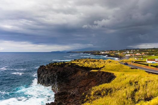 Pedras Negras viewpoint, São Miguel, Azores Islands. Miradouro das Pedras Negras (Viewpoint of Black Stones), Azores, Sao Miguel, Portugal.