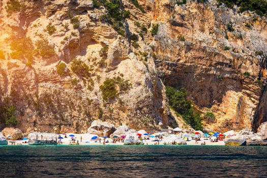 Cala Mariolu beach in Sardinia. Cala Mariolu famous beach. Italy Sardinia Nuoro province National Park of the Bay of Orosei and Gennargentu Cala Mariolu listed as World Heritage. Sardinia, Italy.