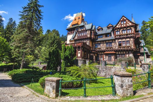 Pelisor castle, Sinaia, Romania. View of famous Pelisor castle situated next to the Peles castle near romanian city Sinaia.
