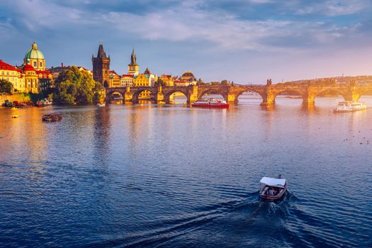 Charles Bridge, Old Town and Old Town Tower of Charles Bridge, Prague, Czech Republic. Prague old town and iconic Charles bridge, Czech Republic. Charles Bridge (Karluv Most) and Old Town Tower.
