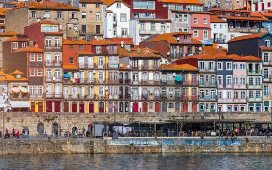 Scenic view of the Porto Old Town pier architecture over Duoro river in Porto, Portugal