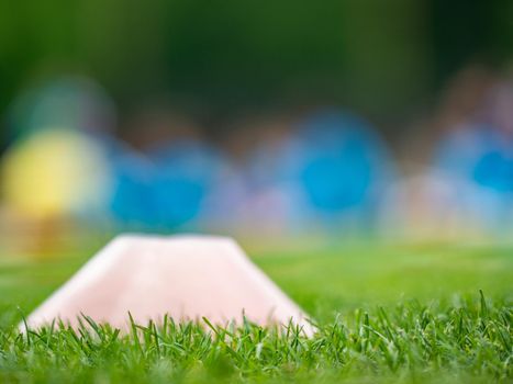 Football turf detail while Soccer Team Training on Soccer Stadium. Dribbling soccer ball