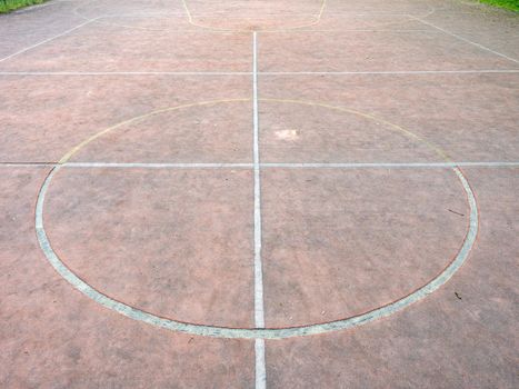 Marking on a red street basketball court. City sport park