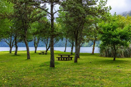 Beautiful view of the Garden of the Blue Lagoon around Seven Cities Lake "Lagoa das Sete Cidades", Azores, Sao Miguel, Azores.