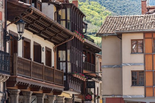 Cityscape in Potes  a Cantabria village of Spain