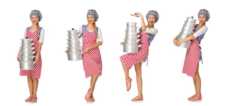 Woman cook isolated on the white background