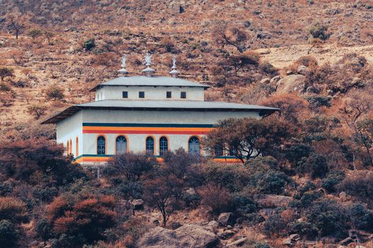 Beautiful architecture of rural Orthodox Christian Church situated in countryside , Tigray Region Ethiopia, Africa