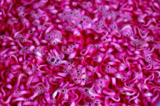 Instant red noodle soup. Junk food. Background