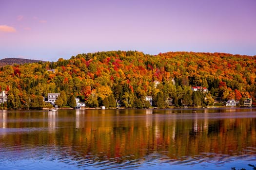 view of the Lac-Superieur, in Laurentides, Mont-tremblant, Quebec, Canada